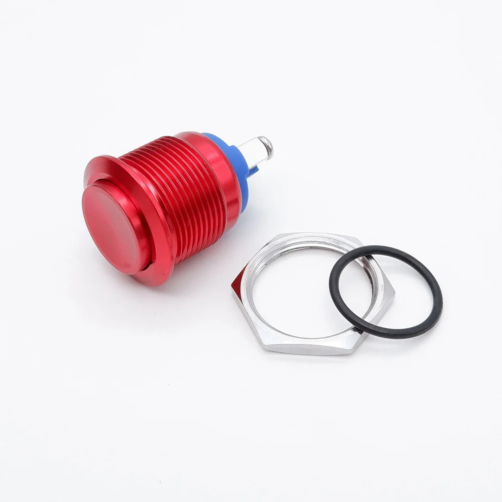 19mm Metal Push Button Switch Self Reset Momentary Screw Pin Terminal Red Blue Black Green Yellow Color NO Normal Open Switches