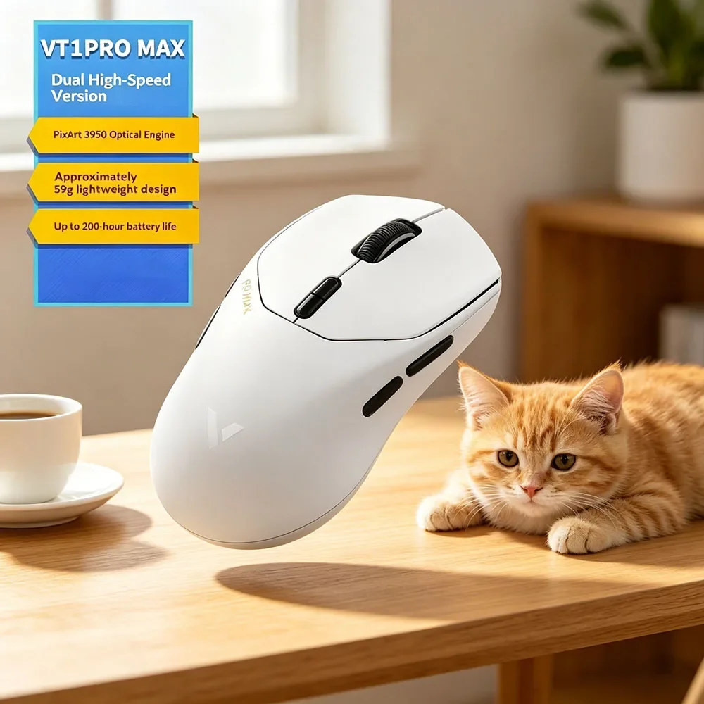 Ultimate Optical Lightweight Gaming Mouse Rapoo VT1PRO MAX, 59g Wireless 8KHz Polling Rate 30000DPI 9 Programmable Buttons