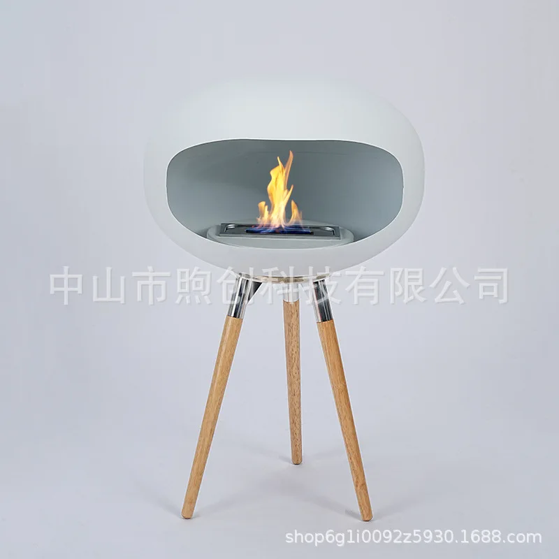 Hoher Kamin, echtes Feuer, Innendekoration für den Außenbereich, hochwertiger, stimmungsvoller Alkoholkamin, eingebettete Heimwerker