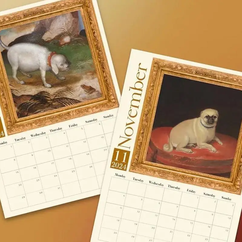 Calendario mensile 2025 Calendario mensile con illustrazione di cani Calendario Pianificazione Anno Orari Calendario domestico Decorazione per insegnanti Per