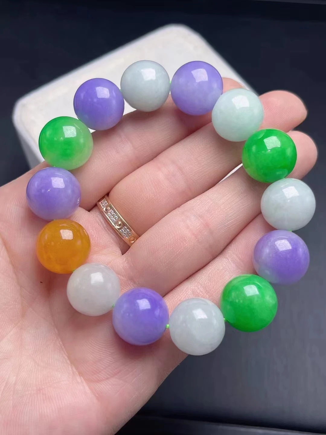 Ice Glutinous Jadeite Round-Beads Natural Evenly Perfect No Cracks Colorful jewelry Bangle Handring DIY Noble Jewelry