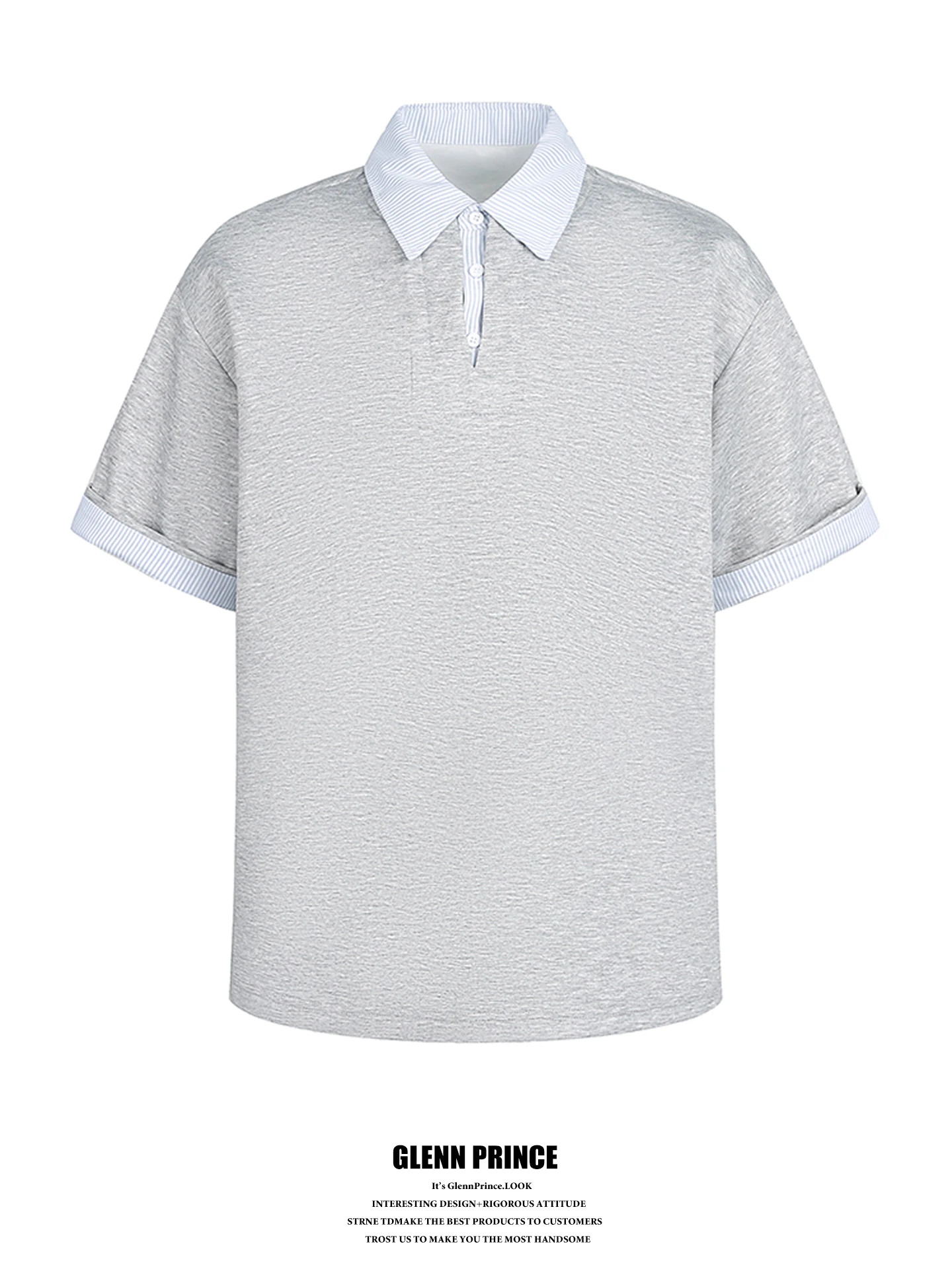 

GPstudio Intellectual High Sensitivity Fake Two-Piece Shirt Short Sleeve Men Summer CleanFit Half Sleeve Top