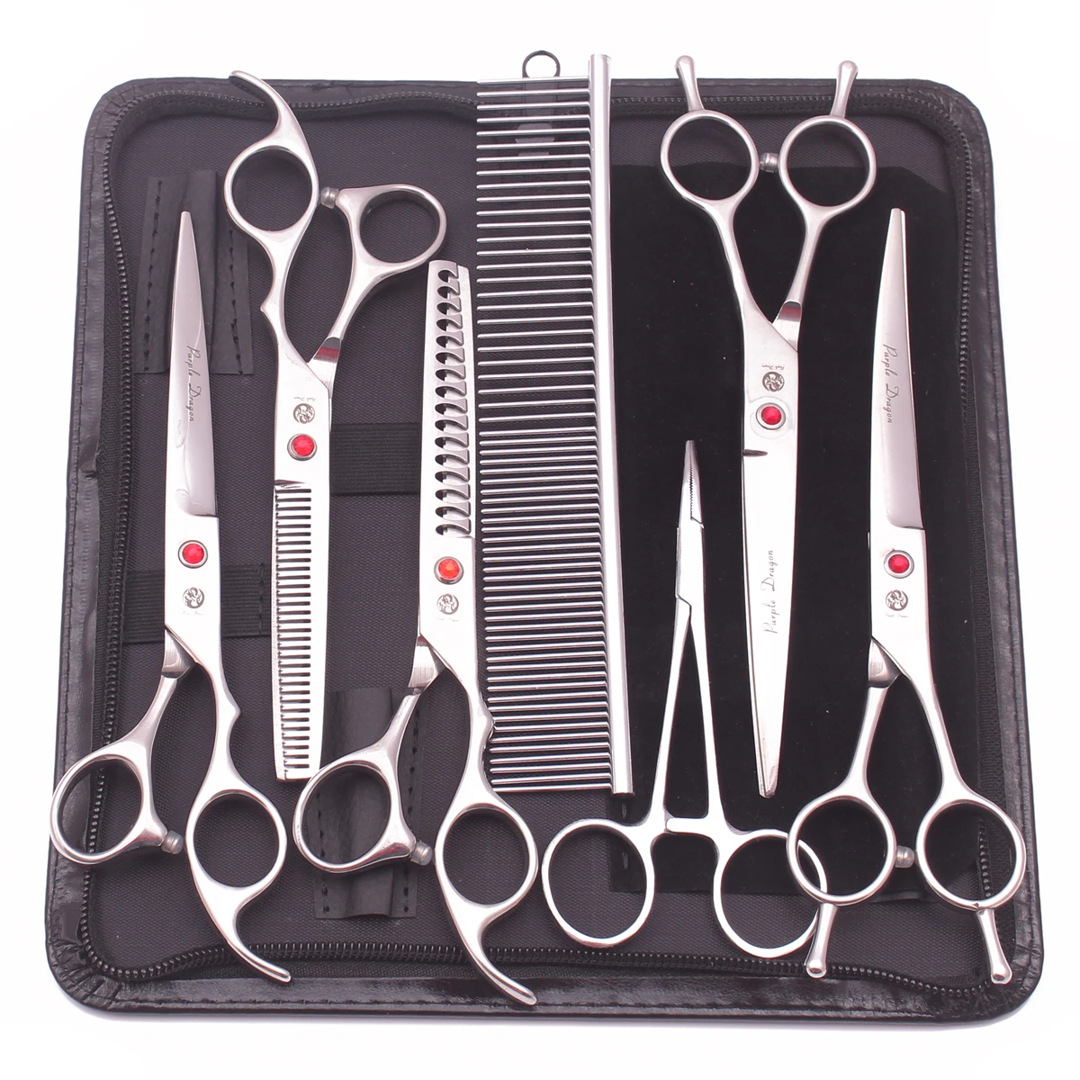 Paarse Draak Hond Grooming Schaar Kit 7 "6.5" Roestvrij Huisdier Gebogen Schaar Dunner Schaar Rechte Schaar Chunker Z3002