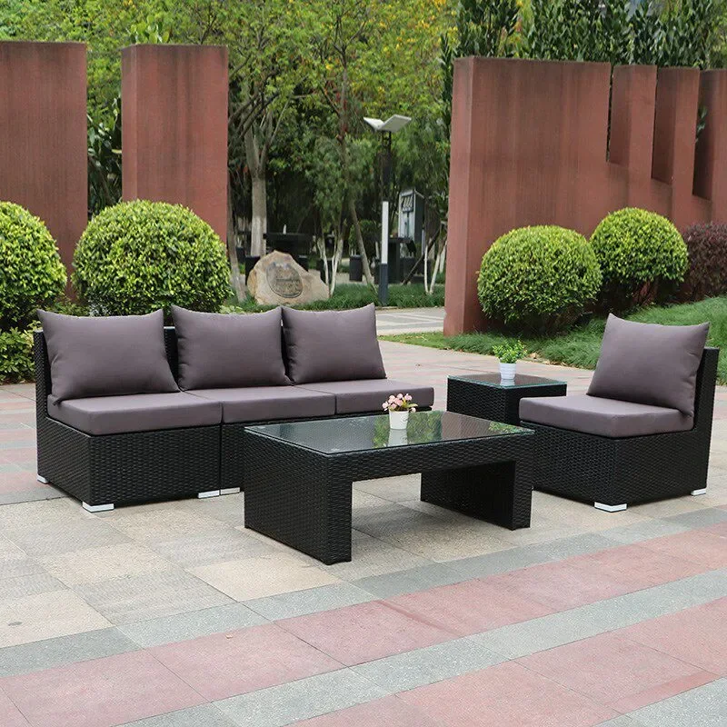 for Outdoor Leisure Furniture Garden Balcony Terrace Courtyard Rattan Sofa Freely Pieced Together Three Person Combination