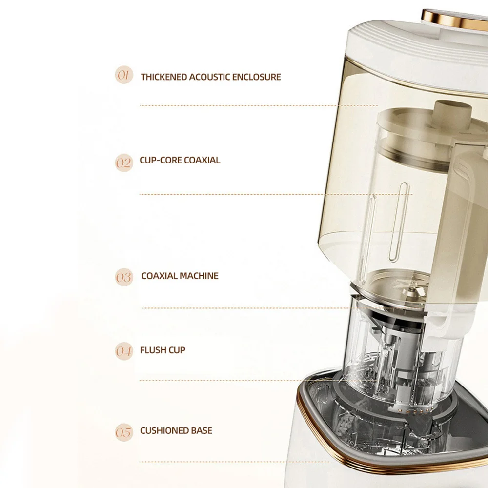 ماكينة تصنيع حليب فول الصويا عالية السرعة، فلتر عصارة فواكه طازجة، خلاط أوتوماتيكي بالكامل، زجاجة خلاط الطبخ المنزلية