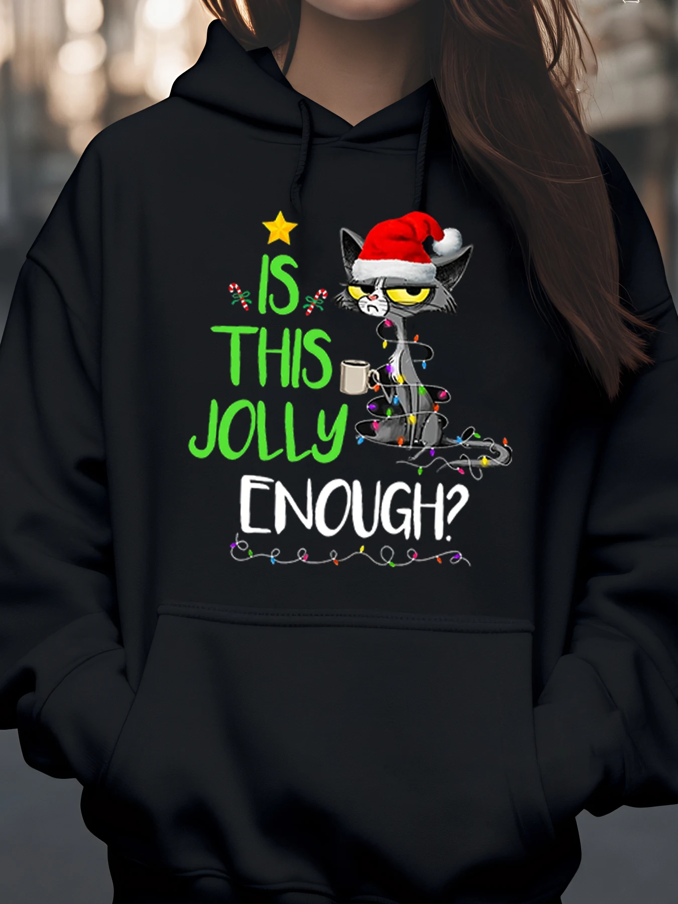 سويت شيرت عطلة شجرة عيد الميلاد على شكل قطة، ملابس حفلات احتفالية للنساء والفتيات