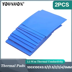 Coussin thermique en Silicone conducteur de refroidissement, 2 pièces, 100x100mm 0.5mm/1mm/1.5mm/2mm/2.5mm/3mm/4mm/5mm d'épaisseur GPU CPU dissipateur thermique