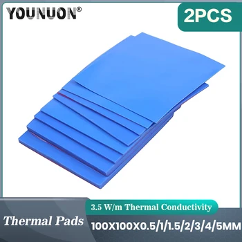 2 piezas 100x100mm almohadilla térmica 0,5mm/1mm/1,5mm/2mm/2,5mm/3mm/4mm/5mm de espesor GPU CPU disipador de calor almohadilla de silicona conductora de refrigeración 1