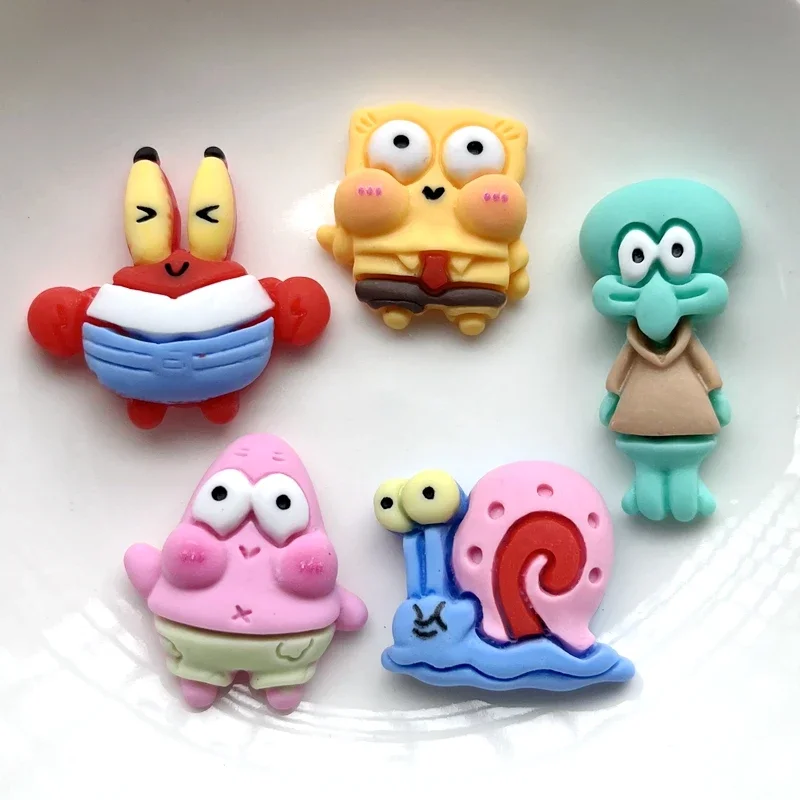 Hand-painted resin Kawaii colored snails, crabs, animals, flat stone figures, 10PCS scrapbook, DIY decorative handicrafts