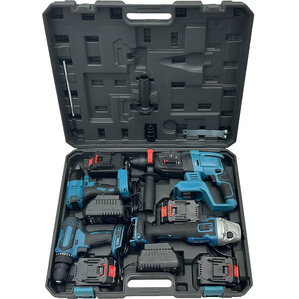 OEM 21V Drill Screwdriver Hand Power Box Four-Piece Industrial Brushless Lithium Battery Multifunctional Electric Tool Set