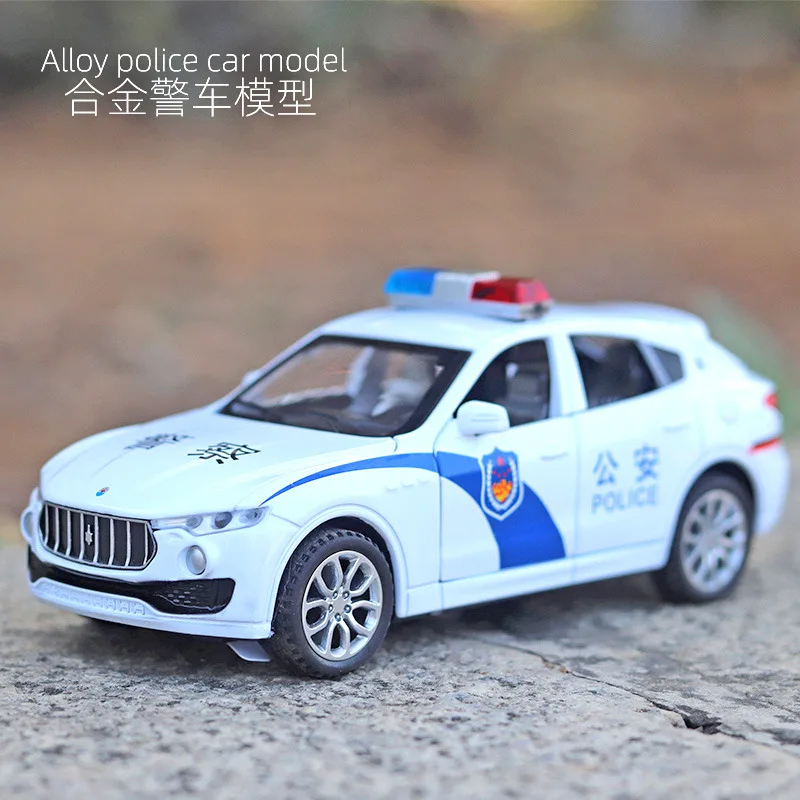 1:32 Maserati SUV police car Kid SUV model toy alloy light music Jai Back six door toy car model birthday present