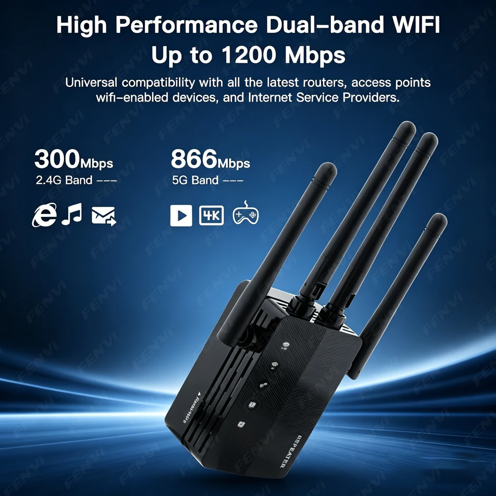 1200Mbps 5Ghz WiFi Repeater Dual Band 2.4G&5GHz Wireless Extender WiFi Booster WiFi Amplifier Long Range Signal WiFi Router Home - view 2