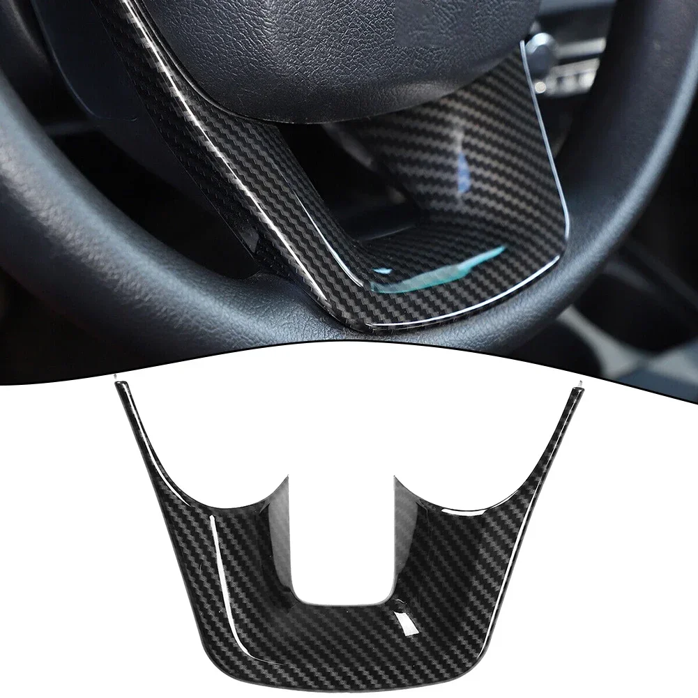 Steering Wheel Cover Trim For Toyota For Fortuner 2016-22 Steering Wheel Cover Trim  U-shaped Frame Sticker Carbon Fiber Pattern