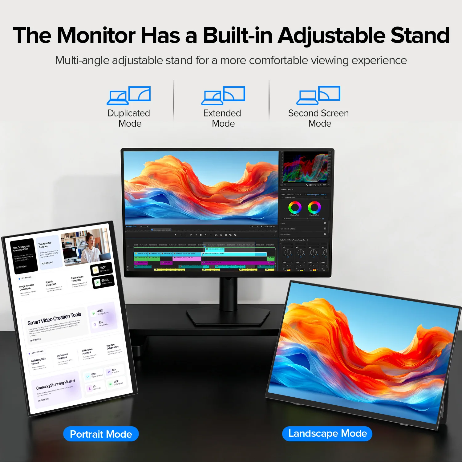 UPERFECT Portable Monitor 15.6" 1080P FHD USB-C HDMI Ultra-Slim Travel Monitor with Kickstand & Speakers IPS Gaming Display Screen for Laptop PC Mac Phone PS Xbox Switch - view 3