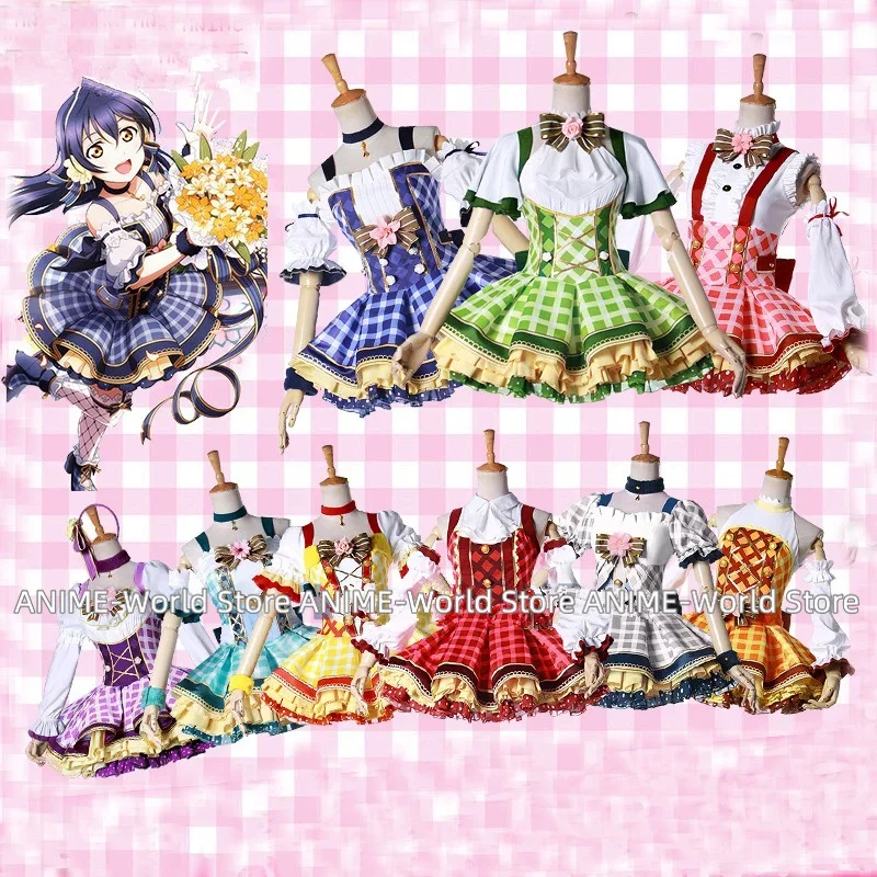 

Love live 9 Members Bouquet Hand Flower Awaken Cosplay Eli Ayase Tojo Nozomi Lolita Dress Love Live Hanayo Uniform Costumes