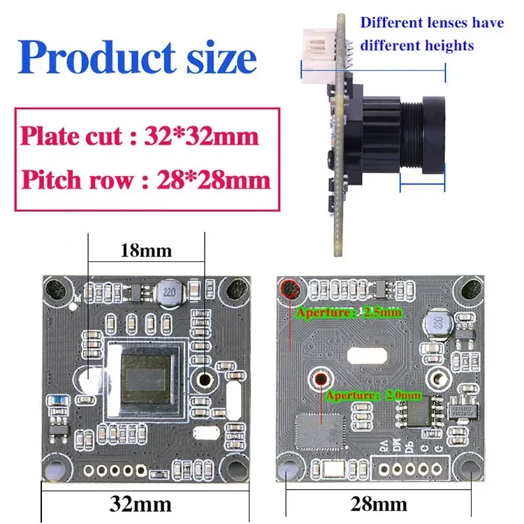 

New 1080P AR0230 32mm 2.8mm 105degree Distortionless PCBA Industrial Machine Vision Camera Modules