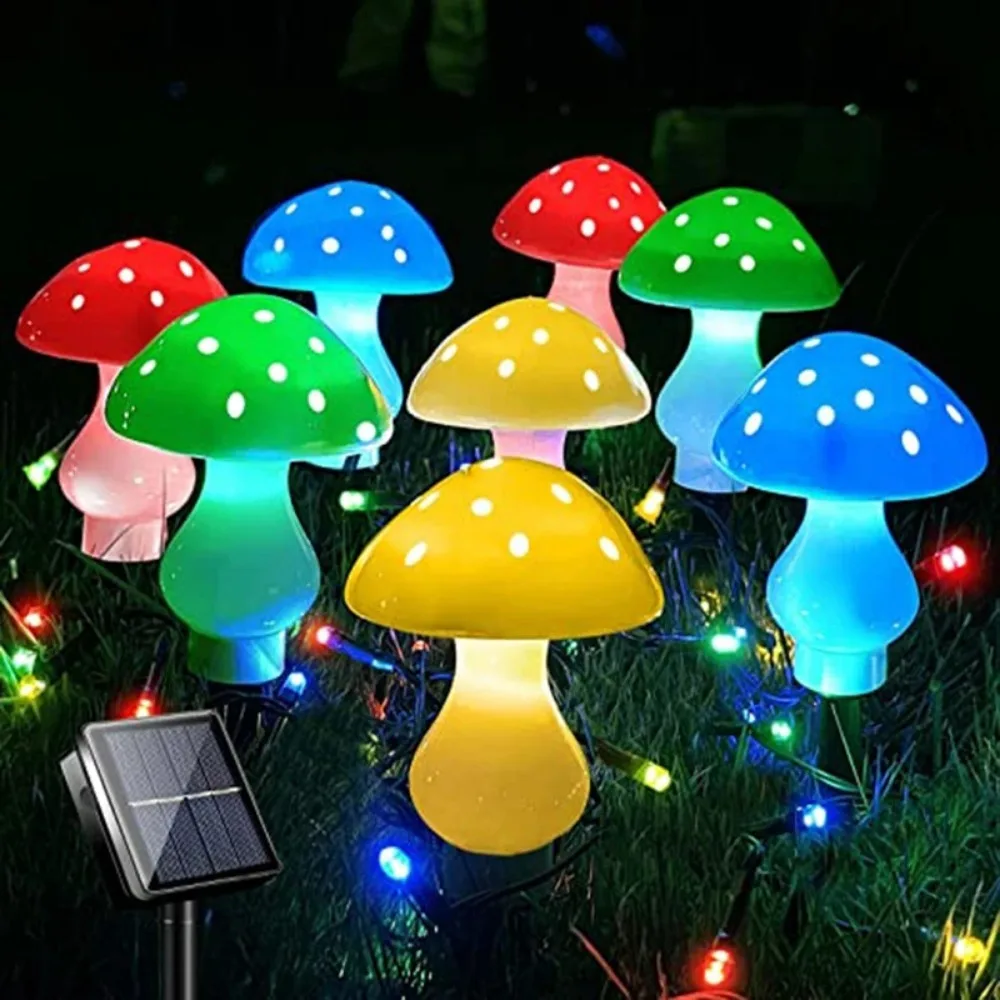 

12LEDs Solar Mushroom Light Outdoor Garden Decor Waterproof Fairy Light Solar String Light Pathway Lawn Lamp Garden Light