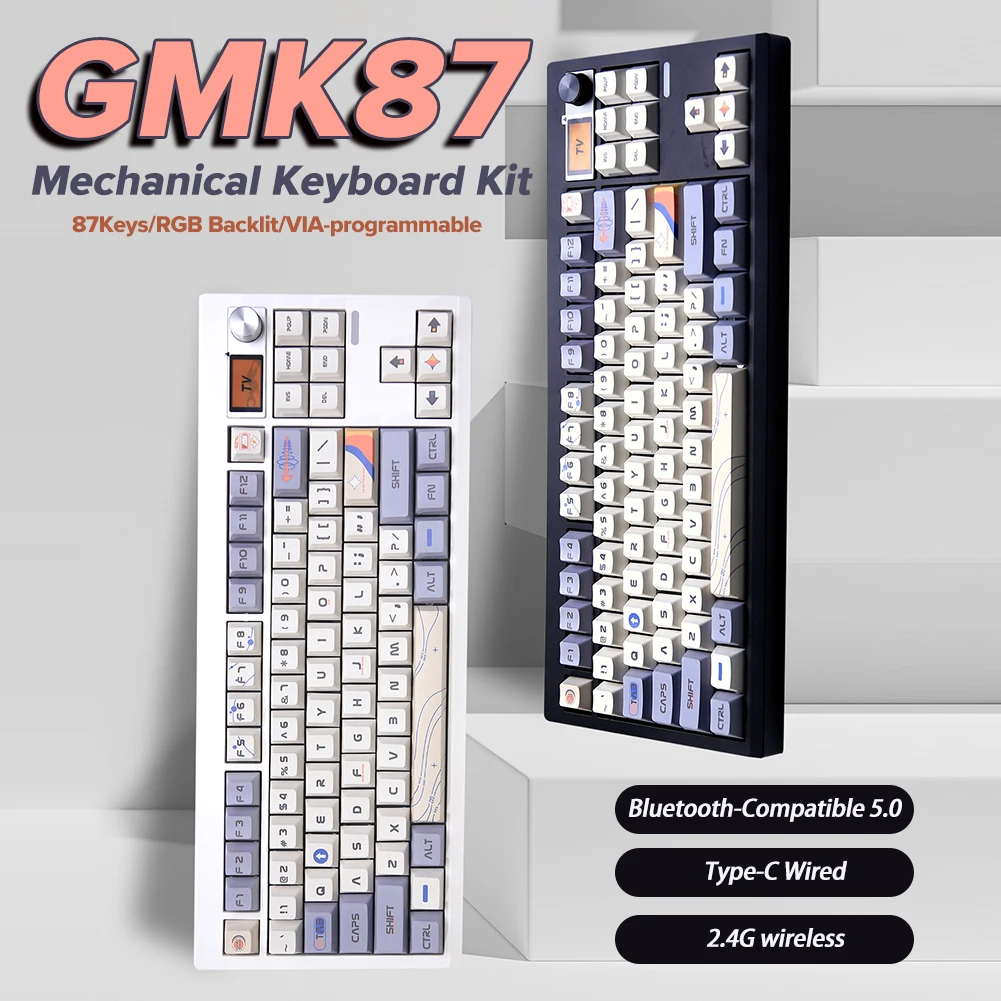 GMK87 GMK67 Mechanical Keyboard Kit Hot-Swappable Bluetooth 2.4G Wireless Type-C RGB Backlit Gasket Structure Support for VIA