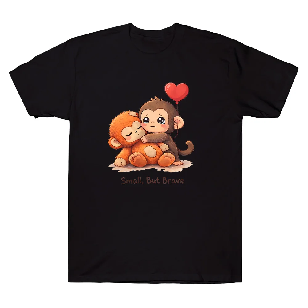 T-shirts Punch Monkey, vêtements graphiques « Small But Brave », cadeau « Abandoned Rescue Story », t-shirts en pur coton, unisexe, col rond, coupe ample