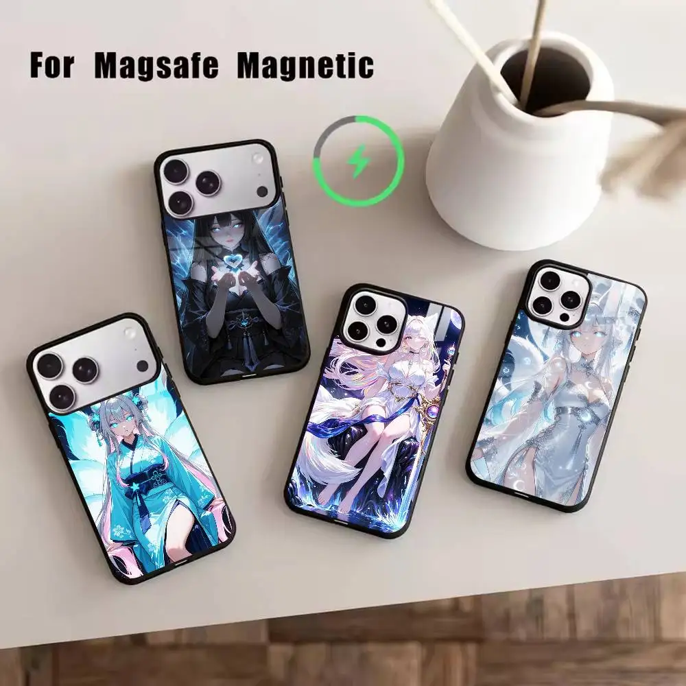 

Fox Girl Phone Case For iPhone17,16,15,14,13,12,11 Plus,Pro Magnetic For Magsafe Wireless Charging