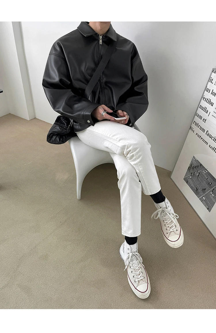 Mauroicardi Spring Autumn Cool Luxury Short Black Soft Light Pu Leather Jacket Men Zipper Casual Mens Jackets and Coats Fashion 24 S7414804e972442a19f0d6d32aad9cc836