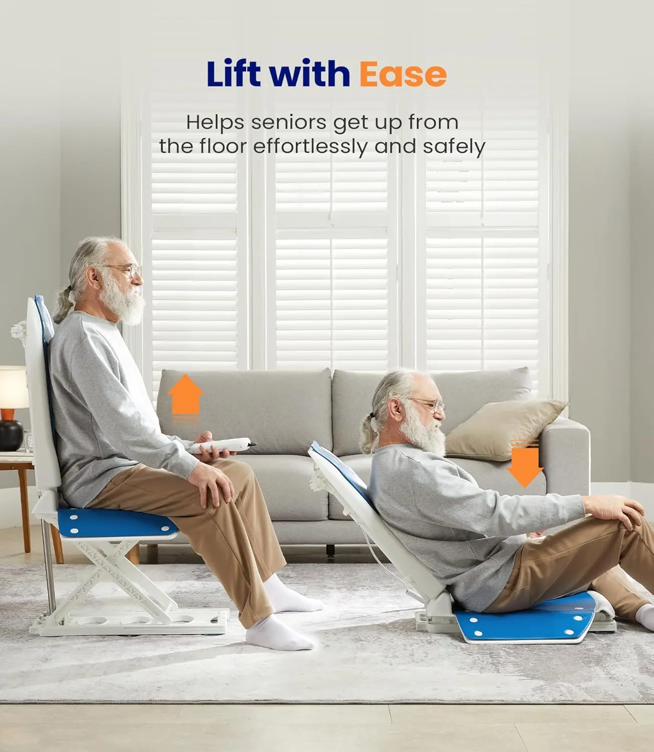 Electric Chair Lift, Get Up from Floor, Floor Lift for Elderly, Can be Raised to 20”, Help You Stand Up Again