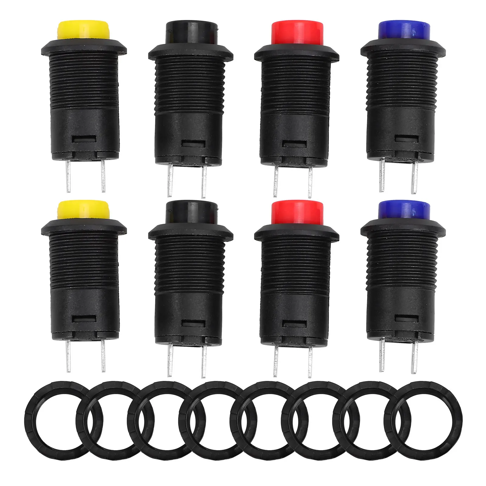 8Pcs Durable Push Button Switches for Light Appliance DIY Projects Easy Installation Household Replacement Push Button Switch