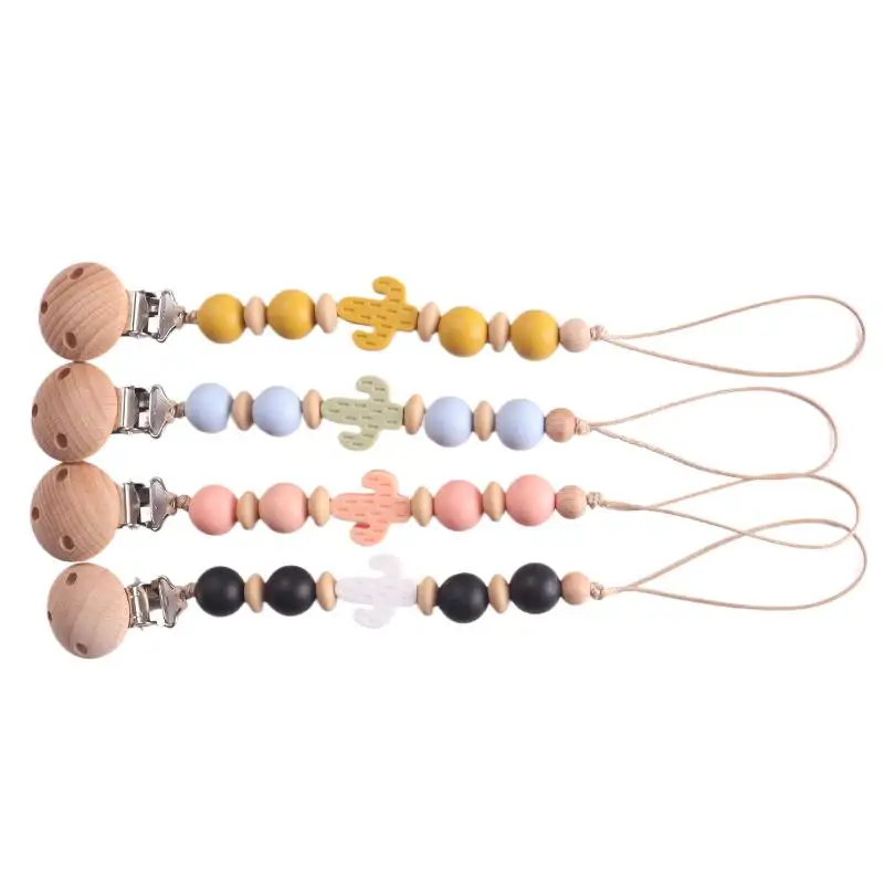 

Popular Cactus Themed Wooden Anti - Lost Pacifier Clip Trendy for Babies