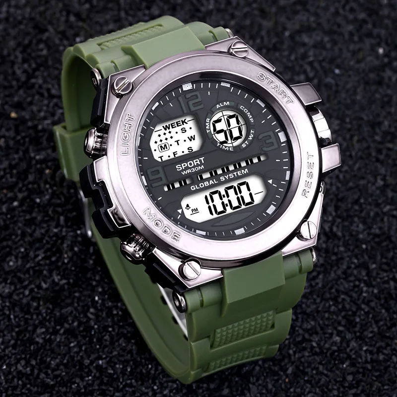 YIKAZE-relojes deportivos para hombre, reloj Digital multifunción militar, despertador luminoso, resistente al agua, reloj de pulsera electrónico,