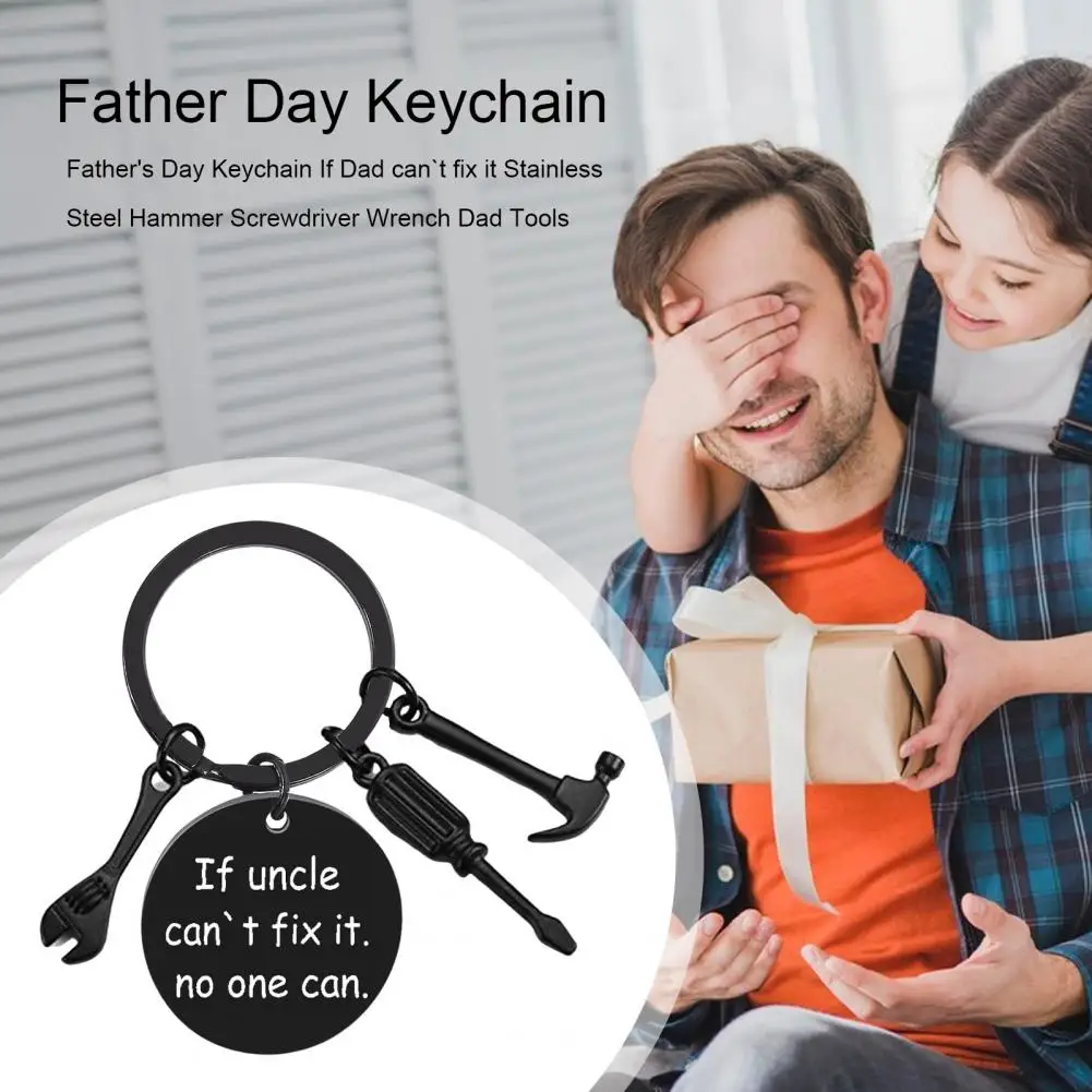 Father Day Keychain Dad Tools Keychain Mechanic Dad's Stainless Steel Hammer Screwdriver Wrench Keychain Father's for Handyman