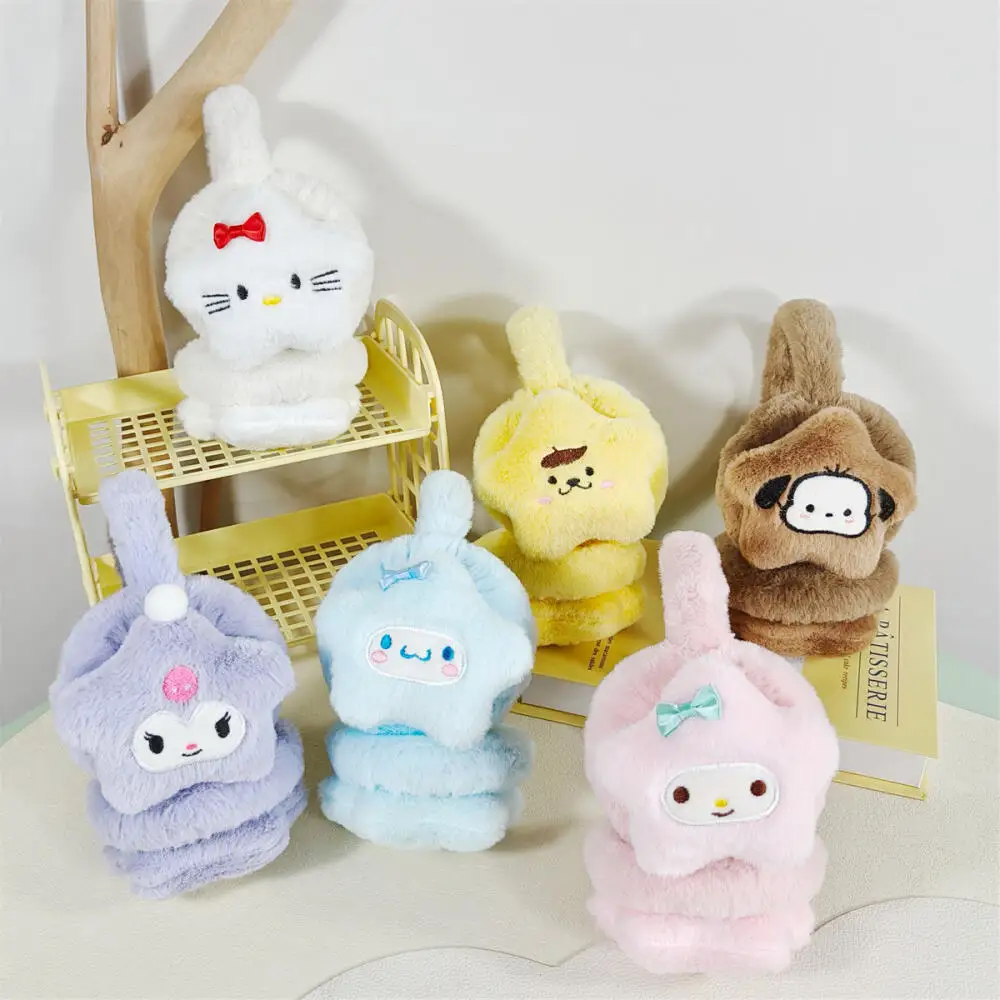 New Sanrio Star Stuffed Earmuff Cute Hello Kitty Cinnamoroll Kuromi Star Doll Plush Earmuff Cartoon Warm Antifreeze Ear Earmuffs