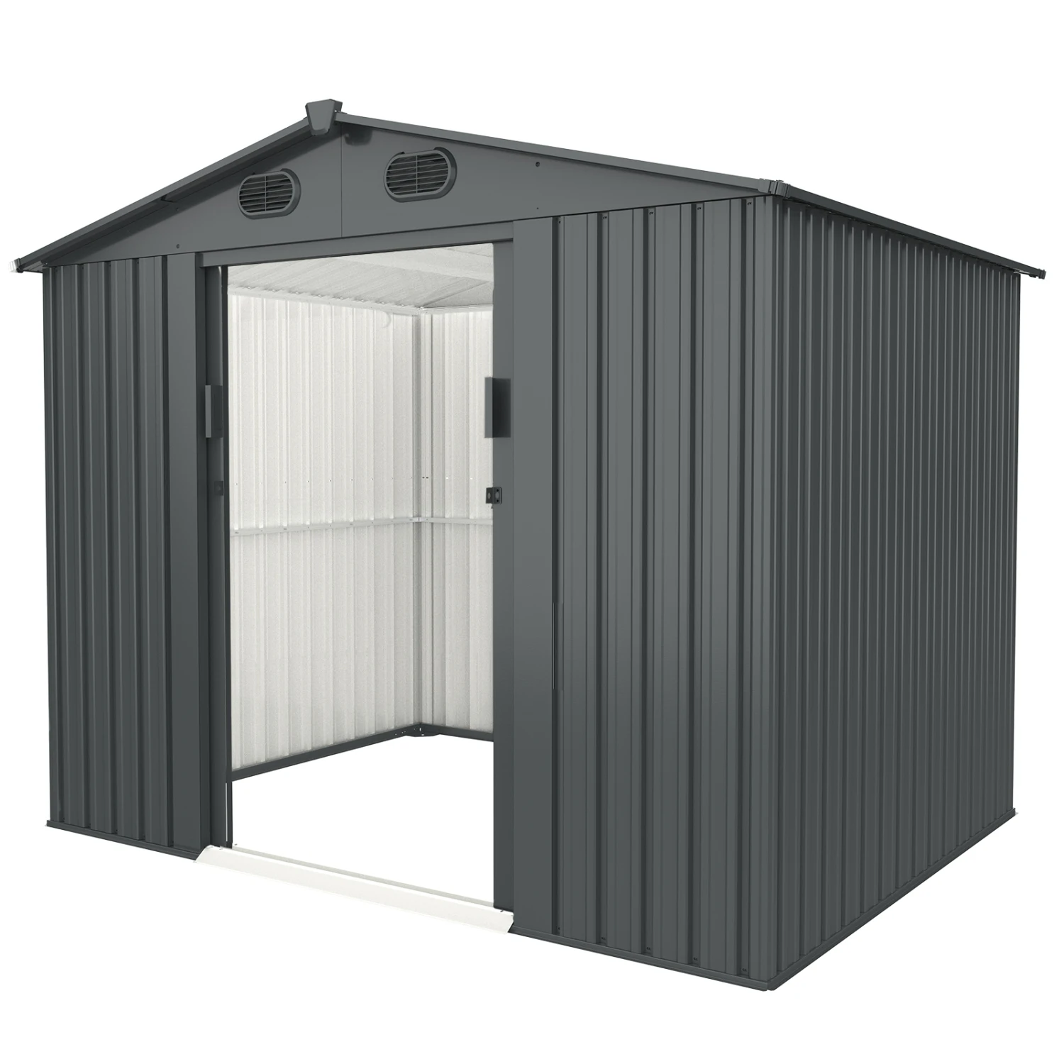 

Outdoor Storage Shed, 8' X 6' Galvanized Steel Garden Shed with 4 Vents & Double Sliding Door, Utility Tool Shed Storage House f