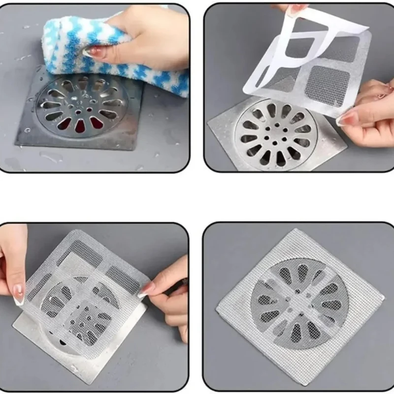 Disposable Shower Drain Hair Catcher Mesh Shower Drain Covers Floor Sink Strainer Filter Hair Stopper For Bathroom Kitchen