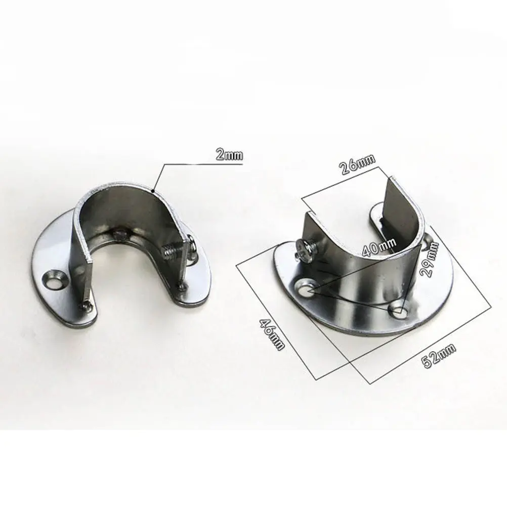 4Pcs Thick Rust Proof Stainless Steel Clothes Rail Bracket for Closet Clothes Rail Curtain Rod Shower Rod 32Mm Round Tube U
