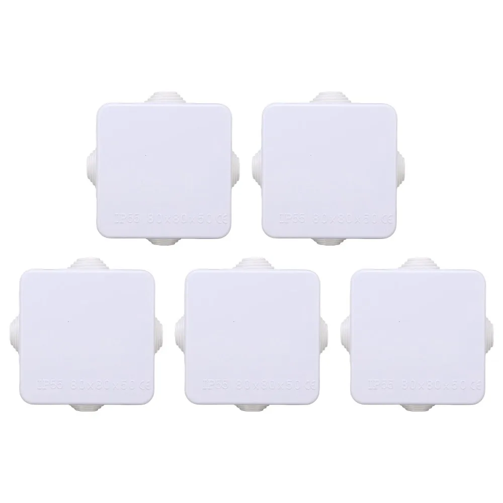 5Pcs Practical White Waterproof Cable Box Plastic 8 x 8 x 5cm Waterproof Junction Box Waterproof Wire Box Industrial Application