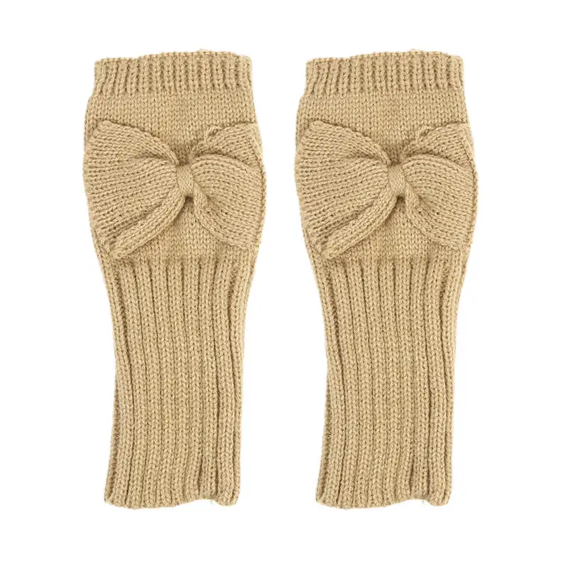 نصف أصابع قفازات النساء القفاز معطف شتوي Kawaii كم لينة الفتيات ملابس الشتاء القوس عقدة قفازات محبوكة هدية #6