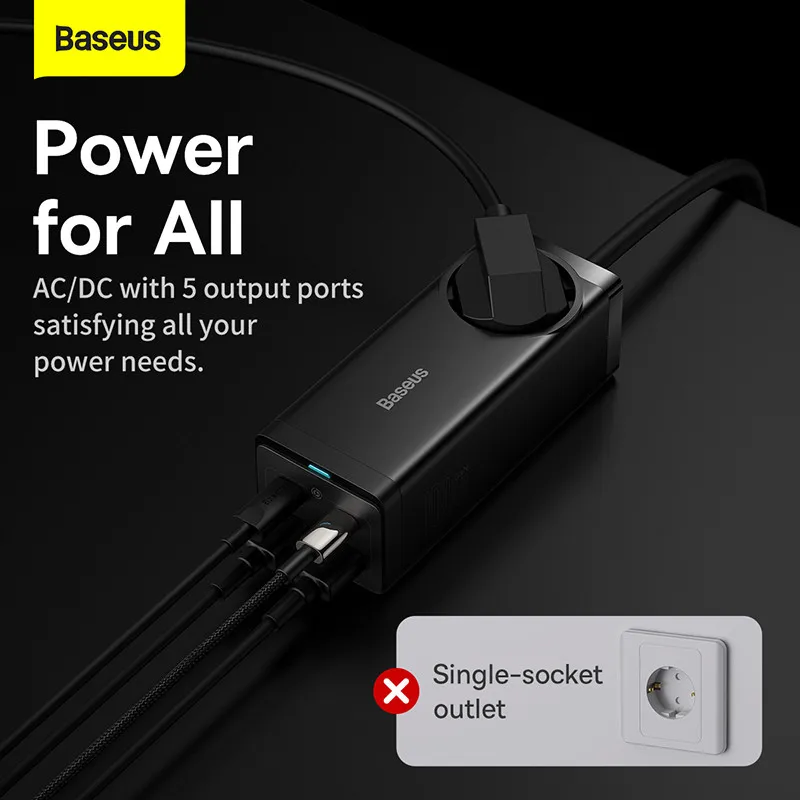 Baseus 100W 65W GaN Pro Desktop Charger EU US Power Strip Charging Station Fast For iPhone 14 13 Pro Max Xiaomi Samsung Laptop