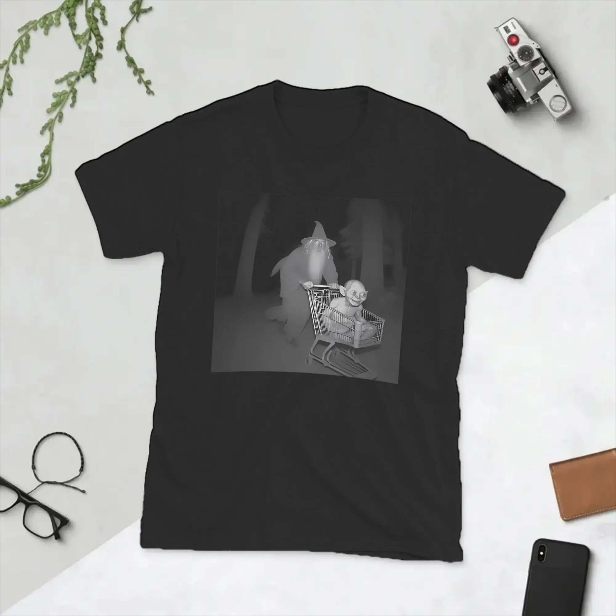 Camisetas con estampado de Grey Wizard Pushing Gollums Meme, camisetas Hipster de algodón para hombre, camiseta con cuello redondo, camisetas clásicas de manga corta