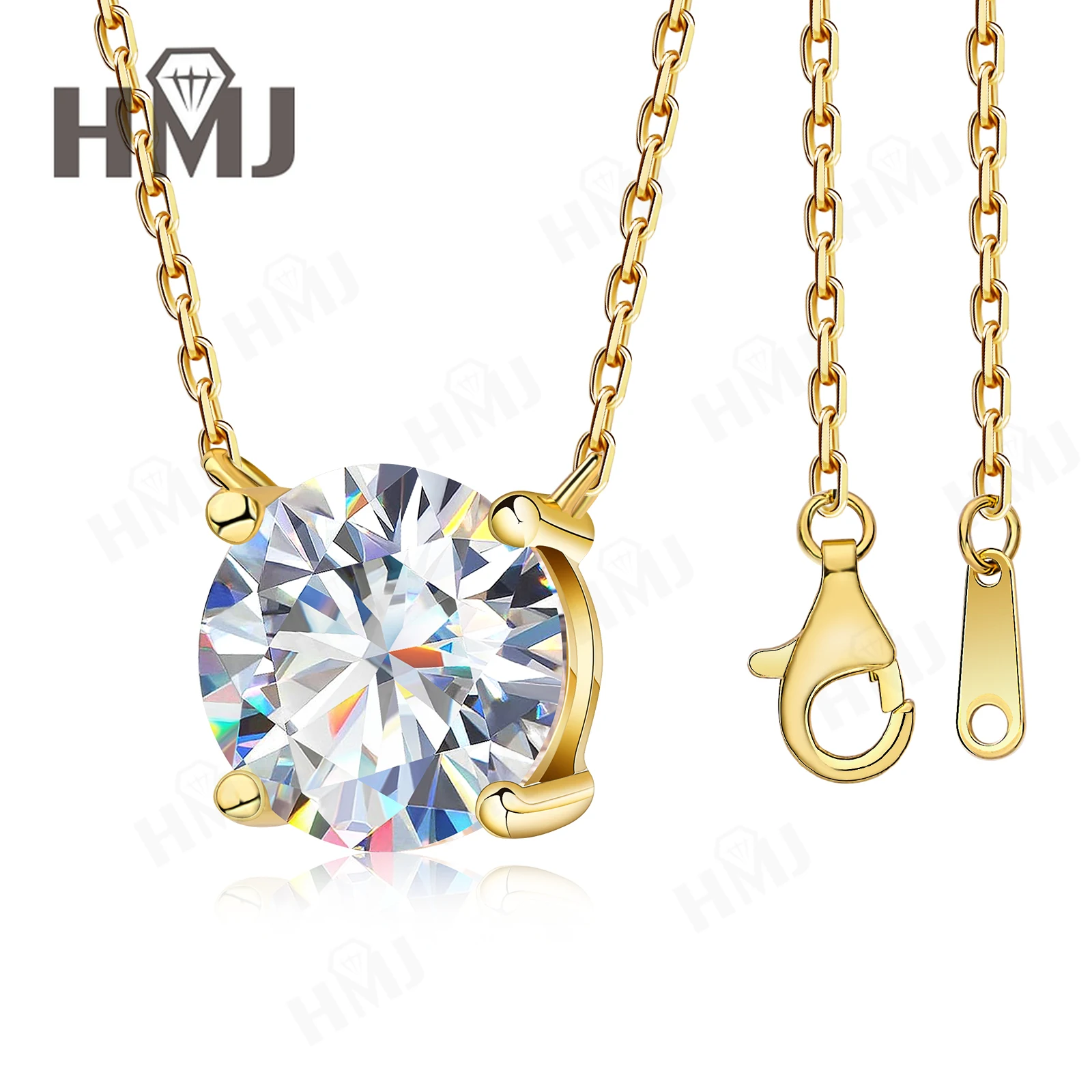 

Ожерелье из муассанита круглой огранки 1–3 карата для женщин, сверкающий классический кулон-пасьянс DColor для повседневной носки, подарок на годовщину свадьбы