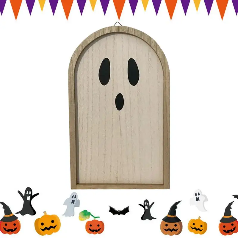 Ghost Door Sign Wooden Ghost Sign For Front Door Boo Ghost Spooky Table Sign For Outdoor Yard