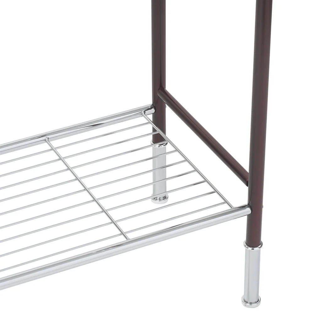 Freestanding Towel Rack with 3 Bars and Bottom Shelf Sturdy Steel Frame Bathroom Storage Easy Assembly Durable Design