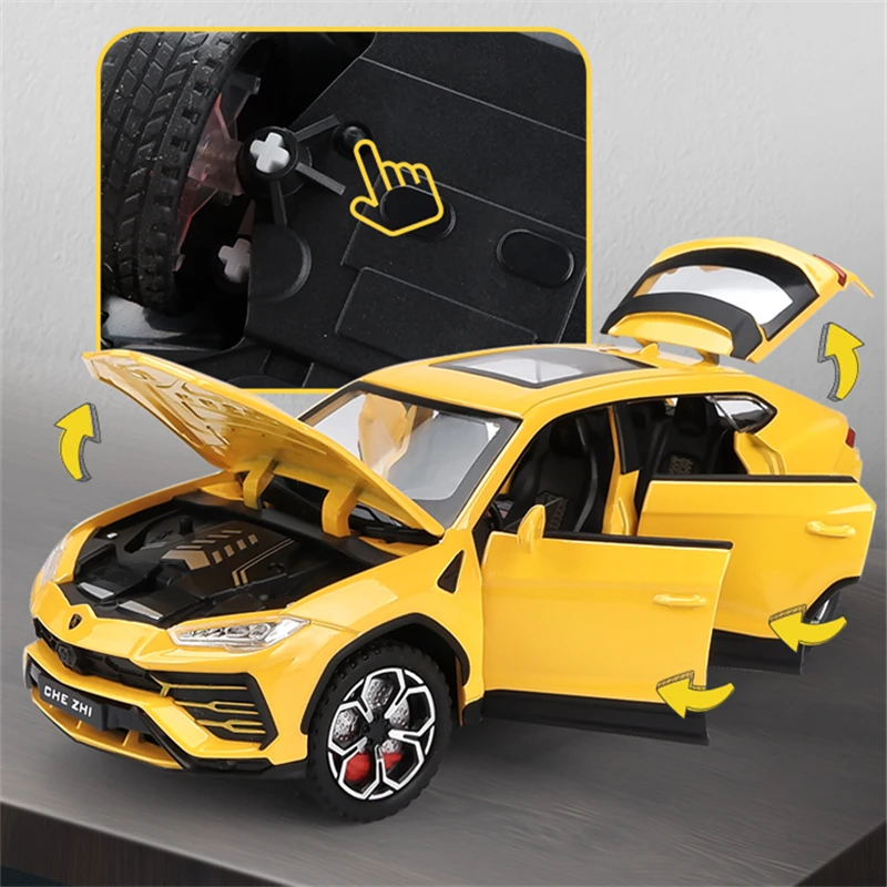 1:24 urus bison suv liga modelo de carro esportivo diecastas metal veículos fora de estrada modelo de carro simulação som e luz crianças brinquedos