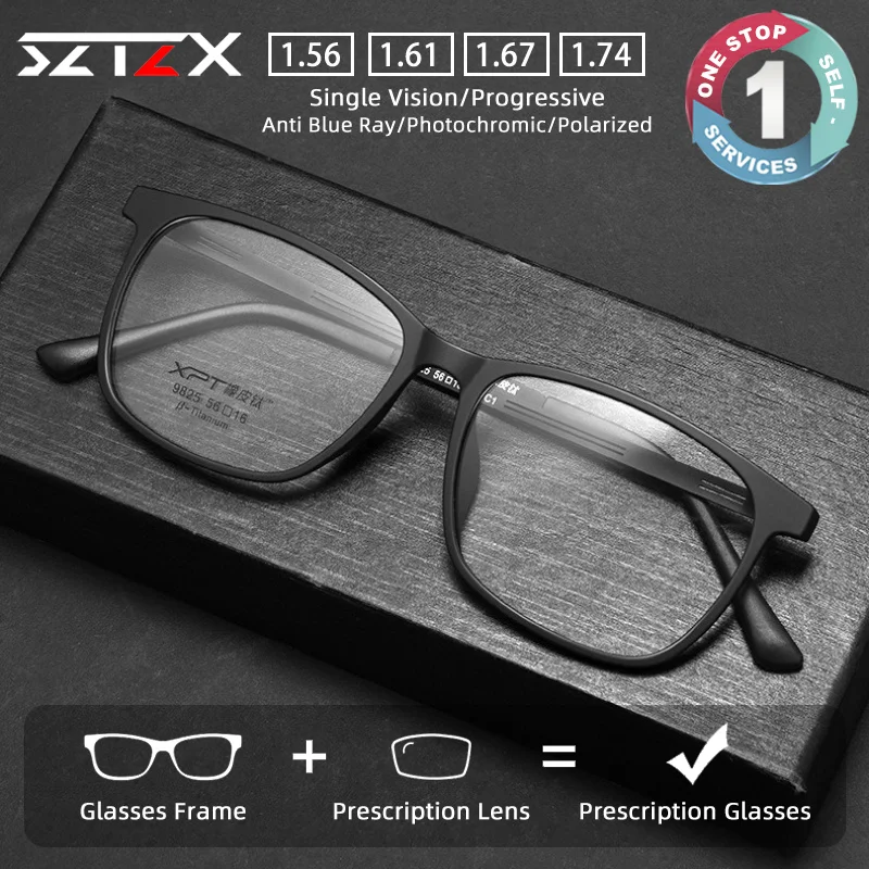 SZTZX Ultralight Versatile Prescription Glasses Anti Blue Light TR90 Titanium Myopia Glasses Custom Progressive Reading Eyewear