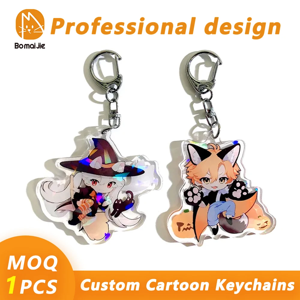 Aangepaste sleutelhanger acryl hart magneet hanger aangepaste anime charmes hologram duidelijk gepersonaliseerde sleutelhanger tas accessoires cadeau - afbeelding 2