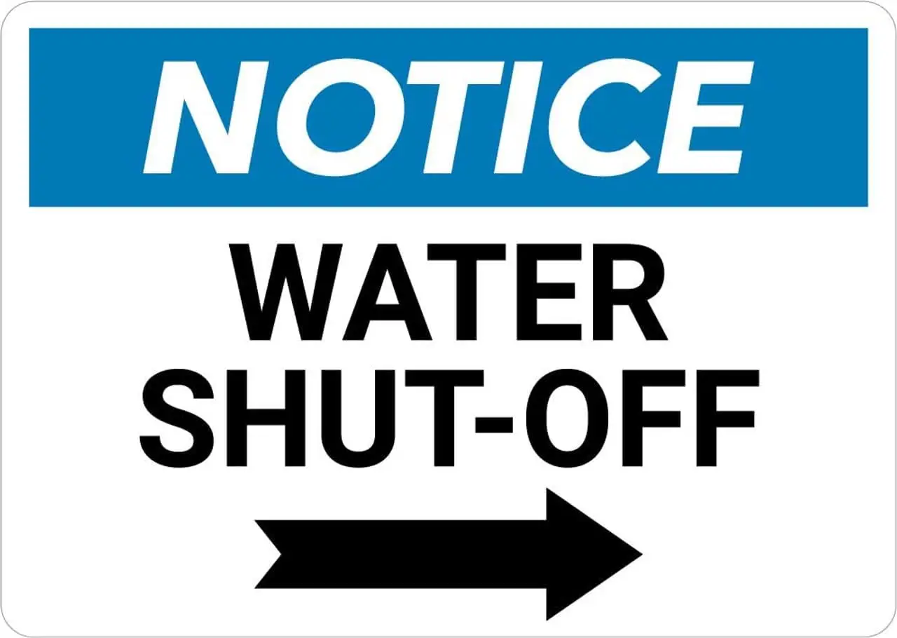 Notice: Water Shut-Off with Right Landscape Facility Signs Warning Caution Metal Tin Sign, 8X12 in