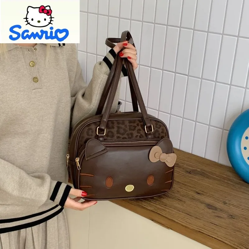حقيبة ظهر نسائية بنمط الفهد من سانريو كارتونية لطيفة هالو كيتي ذات سعة كبيرة ومتعددة الاستخدامات #1