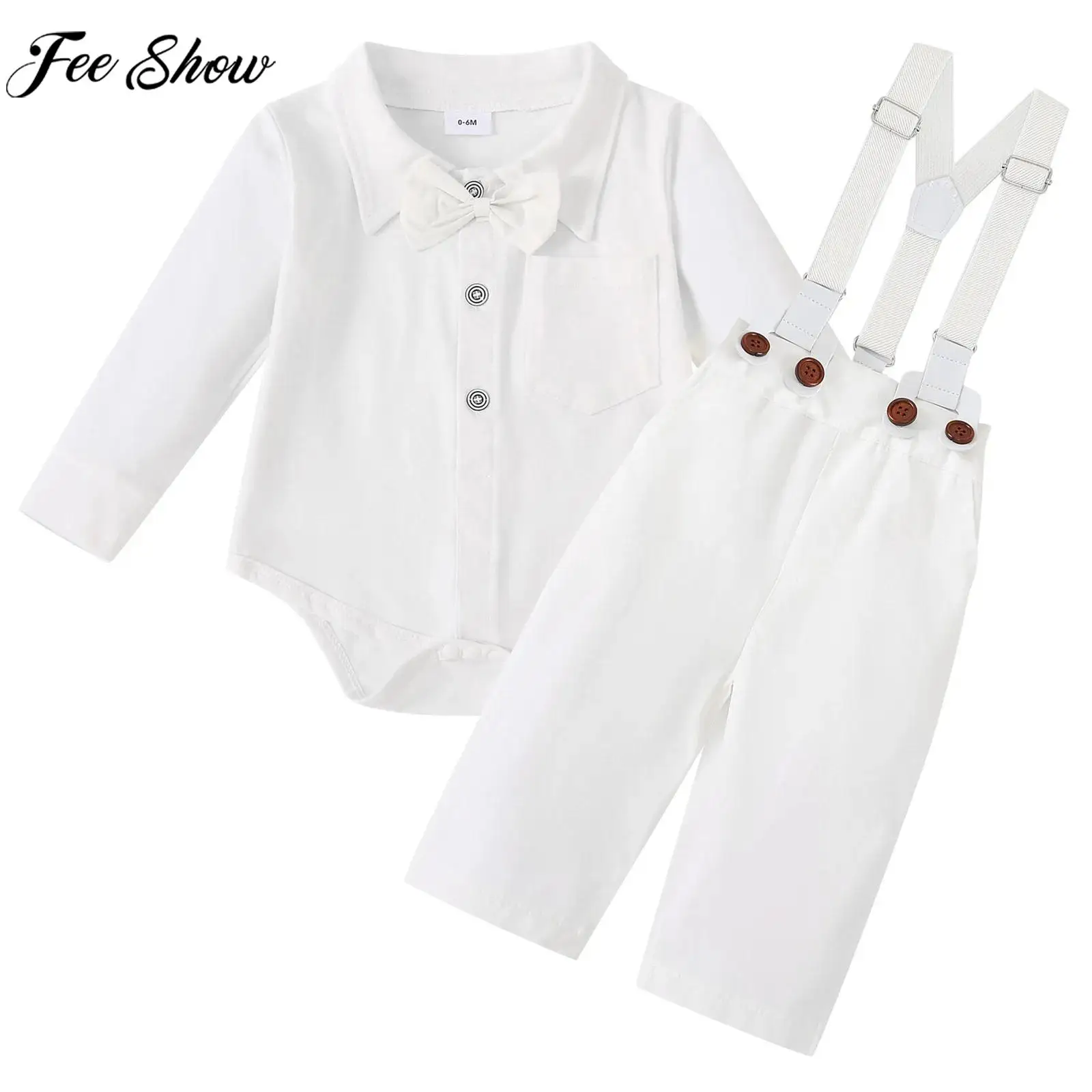 

Костюм джентльмена для маленьких мальчиков, костюм для крещения, крещения, дня рождения, свадьбы, церкви, костюм с длинными рукавами и галстуком-бабочкой, комбинезон с комбинезоном