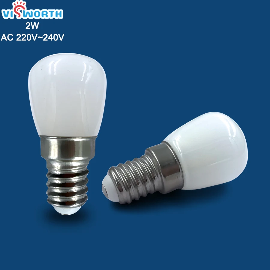 2pcs/lot Mini Fridge Light Bulb Milky Glass Body Car clothes light White Warm E14 Base Refrigerator Lamp Replace Halogen Lights