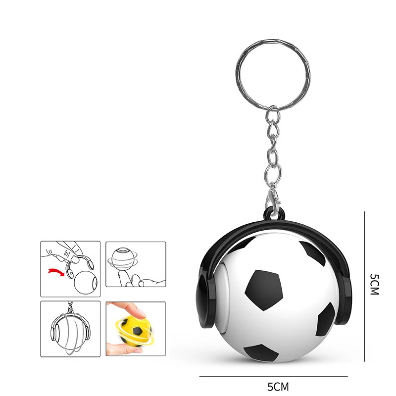ファッションスポーツキーホルダー指先ジャイロ回転サッカーバスケットボール指ストレスリリーフキーホルダー子供のおもちゃのギフトマルチスタイル