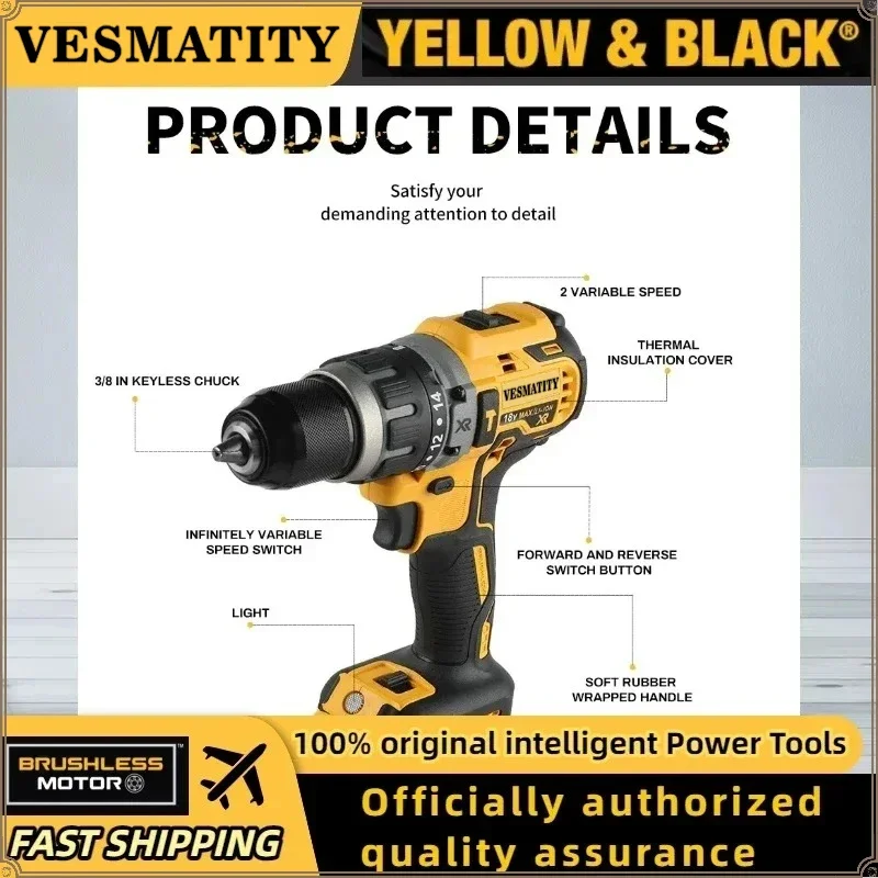 DCD796  Brushless Impact Electric Drill Multifunctional Cordless Screwdriver Rechargeable For Dewalt Battery Power Tools view 4